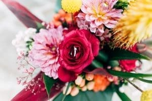 Bouquet de mariée rose et rouge